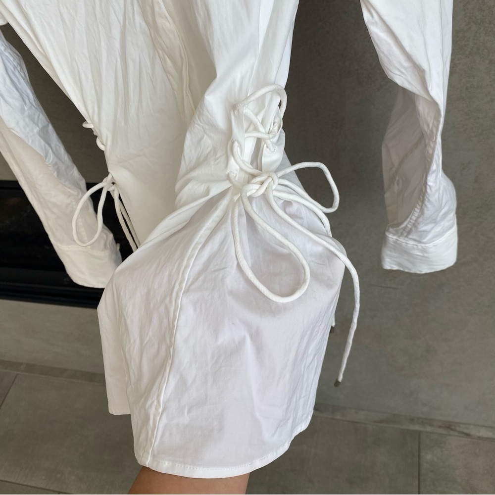 NWT THEORY WHITE LACED BUTTON DOWN, SIZE P - Picture 12 of 16